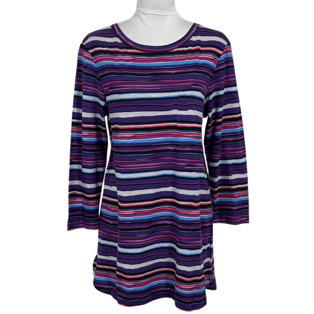 NEW Westbound Long Shirt Tunic Top Size M 100% Cotton Slub Striped Pockets Y2K